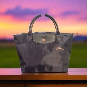 Longchamp Putple nylon and Leather Satchel with pink details